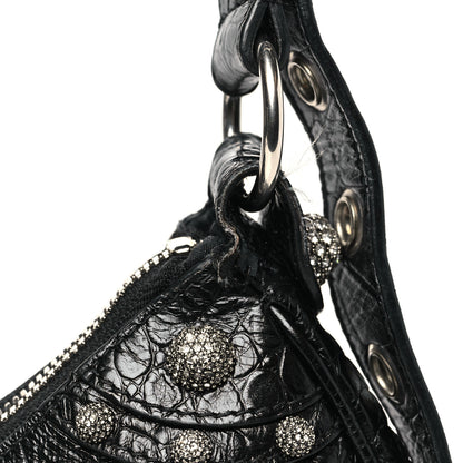 Balenciaga Extra Supple Calfskin Crystal Crocodile Embossed Le Cagole Shoulder Bag XS Black 12 of 12