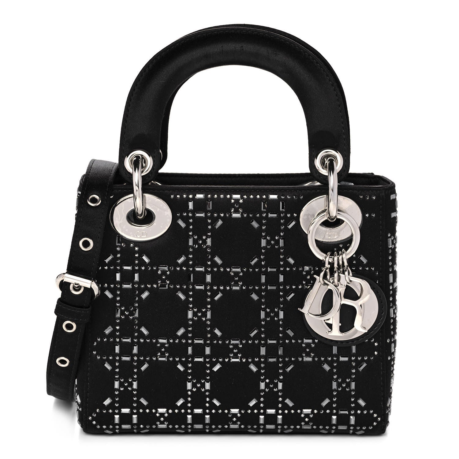Christian Dior Satin Crystal Cannage Mini Lady Dior Black 1 of 12