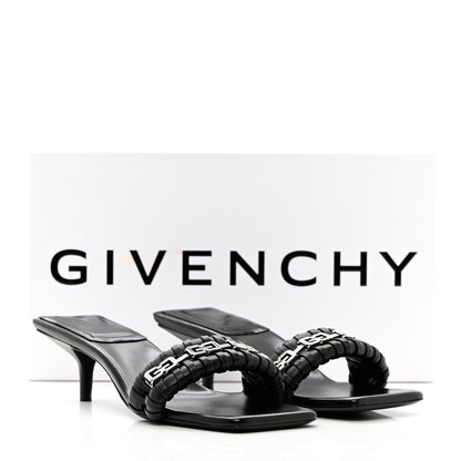 Givenchy Woven Lambskin G Chain 50mm Kitten Heel Sandals 38.5 Black 11 of 11