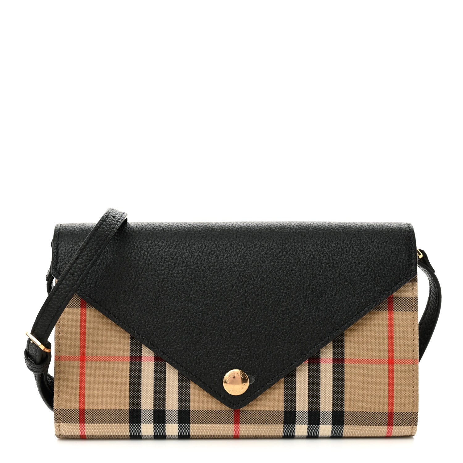 Burberry Grainy Calfskin Vintage Check Wallet With Detachable Strap Black 1 of 11