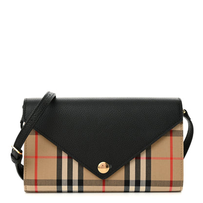 Burberry Grainy Calfskin Vintage Check Wallet With Detachable Strap Black 1 of 11