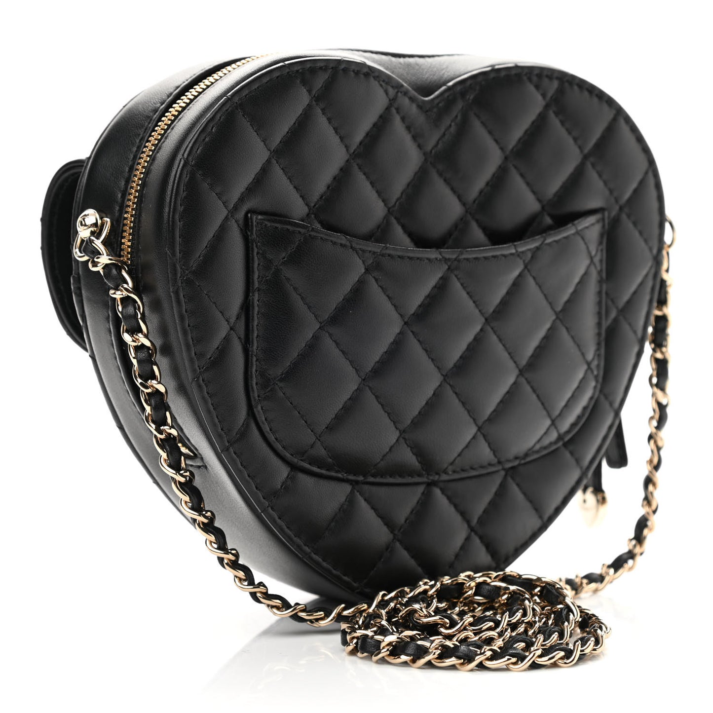 Lambskin Quilted CC In Love Heart Bag Black