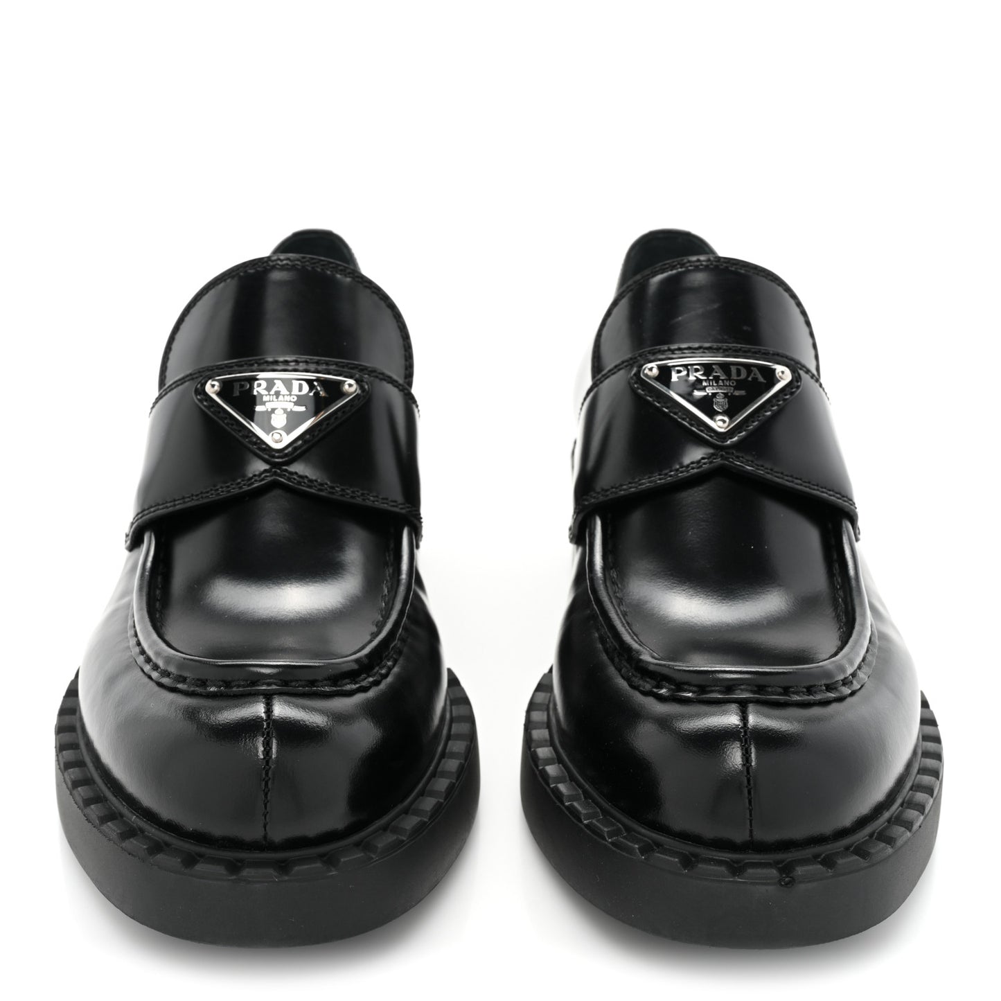 Spazzolato Metal Triangle Logo 50mm Loafers 38 Black