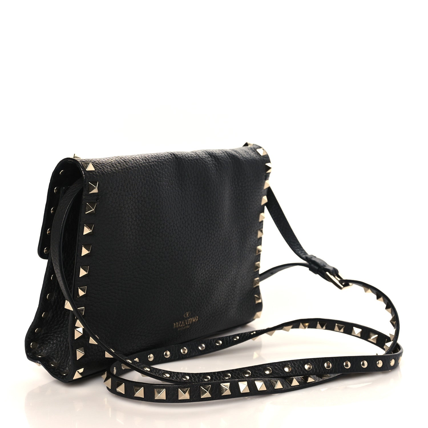 Valentino Garavani Pebbled Calfskin Medium Rockstud Flip Lock Crossbody Bag Black 3 of 11