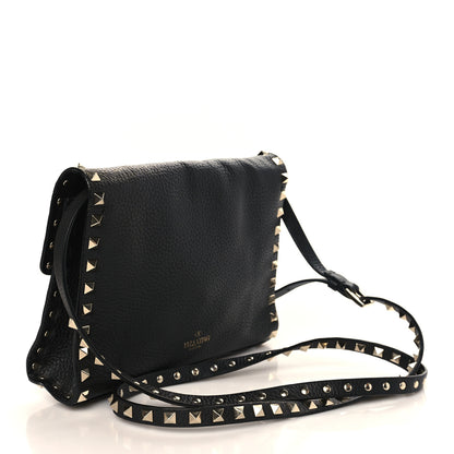 Valentino Garavani Pebbled Calfskin Medium Rockstud Flip Lock Crossbody Bag Black 3 of 11