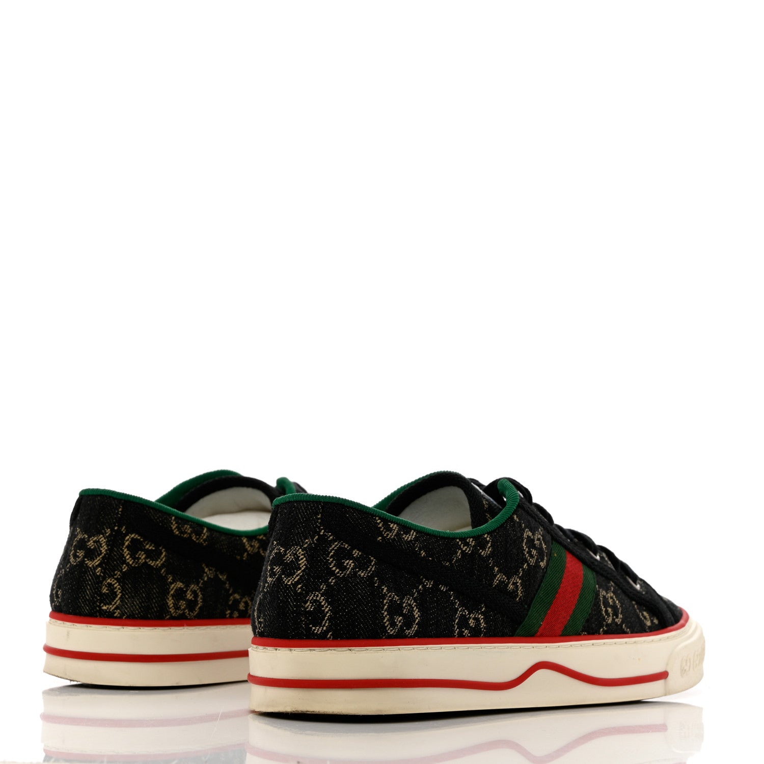 Gucci New Denim GG Monogram Web Womens 1977 Tennis Sneakers 40 Blue Tea Mystic White 4 of 10