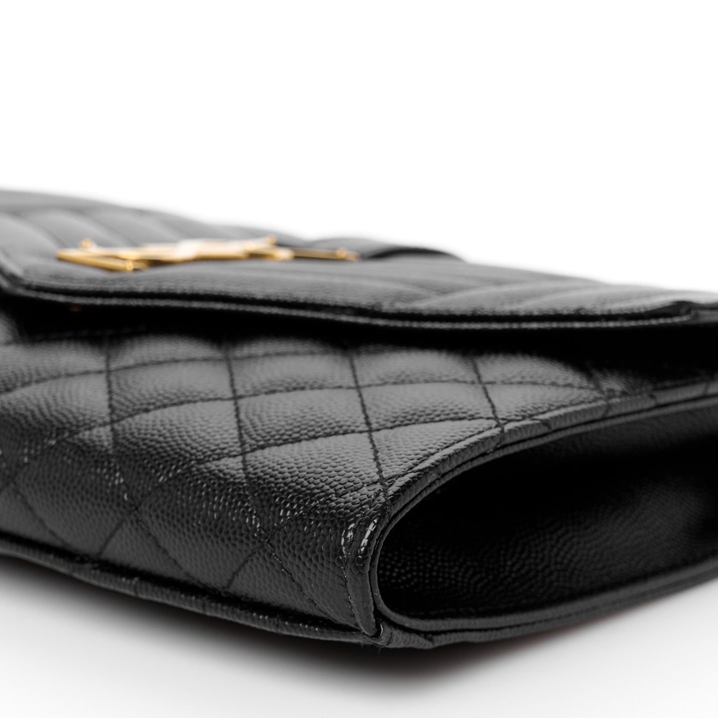Grain De Poudre Textured Mixed Matelasse Triquilt Monogram Clutch Black