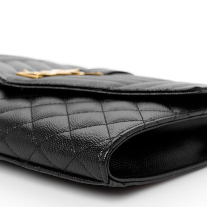 Saint Laurent Grain De Poudre Textured Mixed Matelasse Triquilt Monogram Clutch Black 10 of 10
