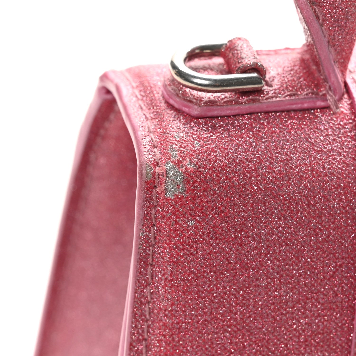 Balenciaga Glitter Fabric Hourglass Top Handle Bag XS Sweet Pink