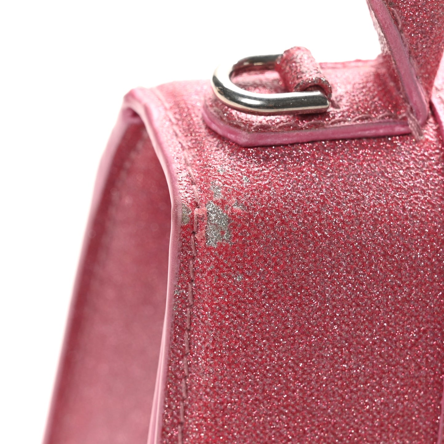 Glitter Fabric Hourglass Top Handle Bag XS Sweet Pink