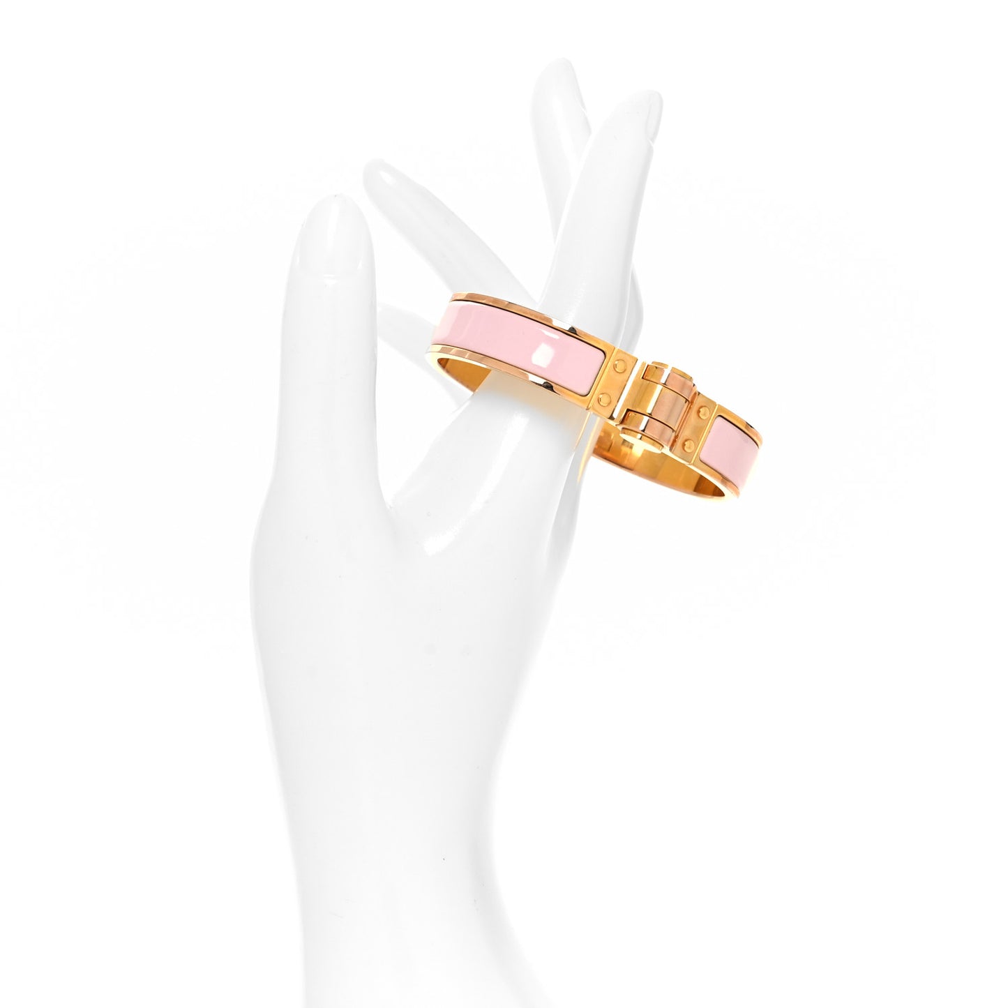 Enamel Charniere Uni Narrow Hinged Bracelet S Rose Cassatta