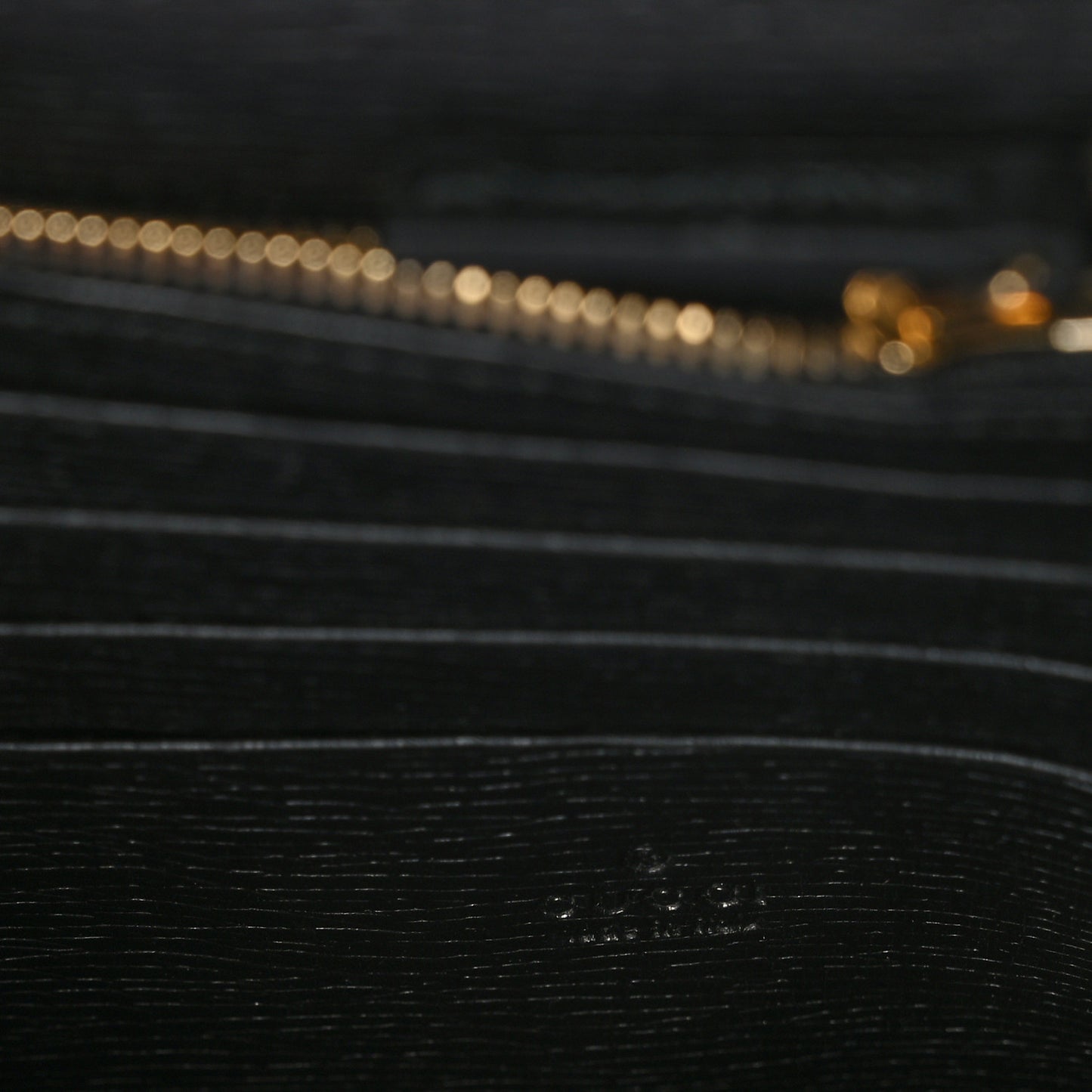 Textured Calfskin Icon Chain Wallet Black