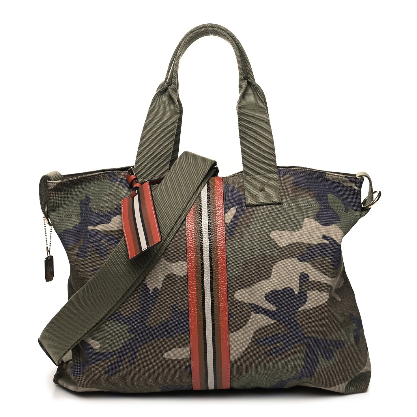 Canvas Calfskin Camouflage Tote Multicolor