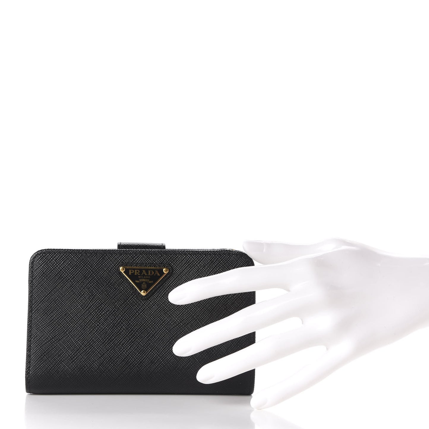 Saffiano Triangle Compact Wallet Black