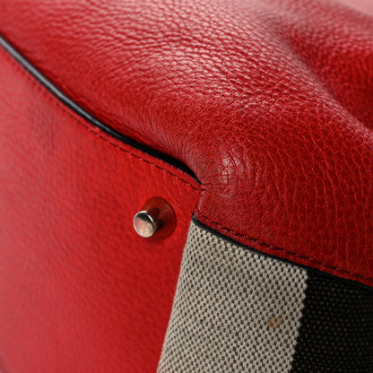 Burberry Grainy Calfskin House Check Small Maidstone Red 10 of 18