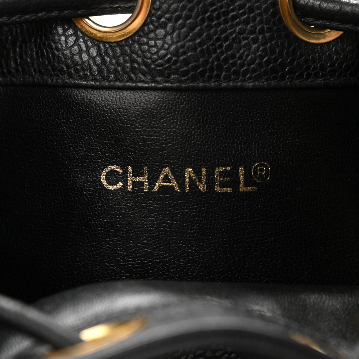 Chanel Caviar CC Stitched Drawstring Bucket Bag Black 6 of 12