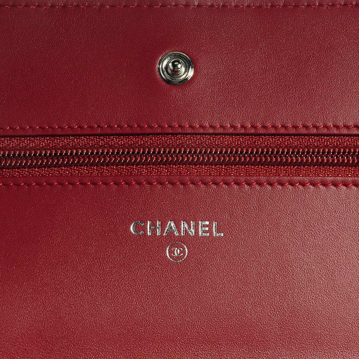 Chanel Patent Quilted Wallet On Chain WOC Red 5 of 8