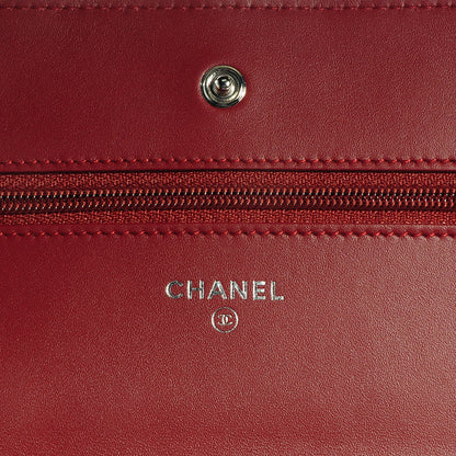 Chanel Patent Quilted Wallet On Chain WOC Red 5 of 8