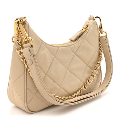 Prada Re-Nylon Saffiano Stitched Mini Re-Edition 1995 Chaine Shoulder Bag Desert Beige 3 of 10
