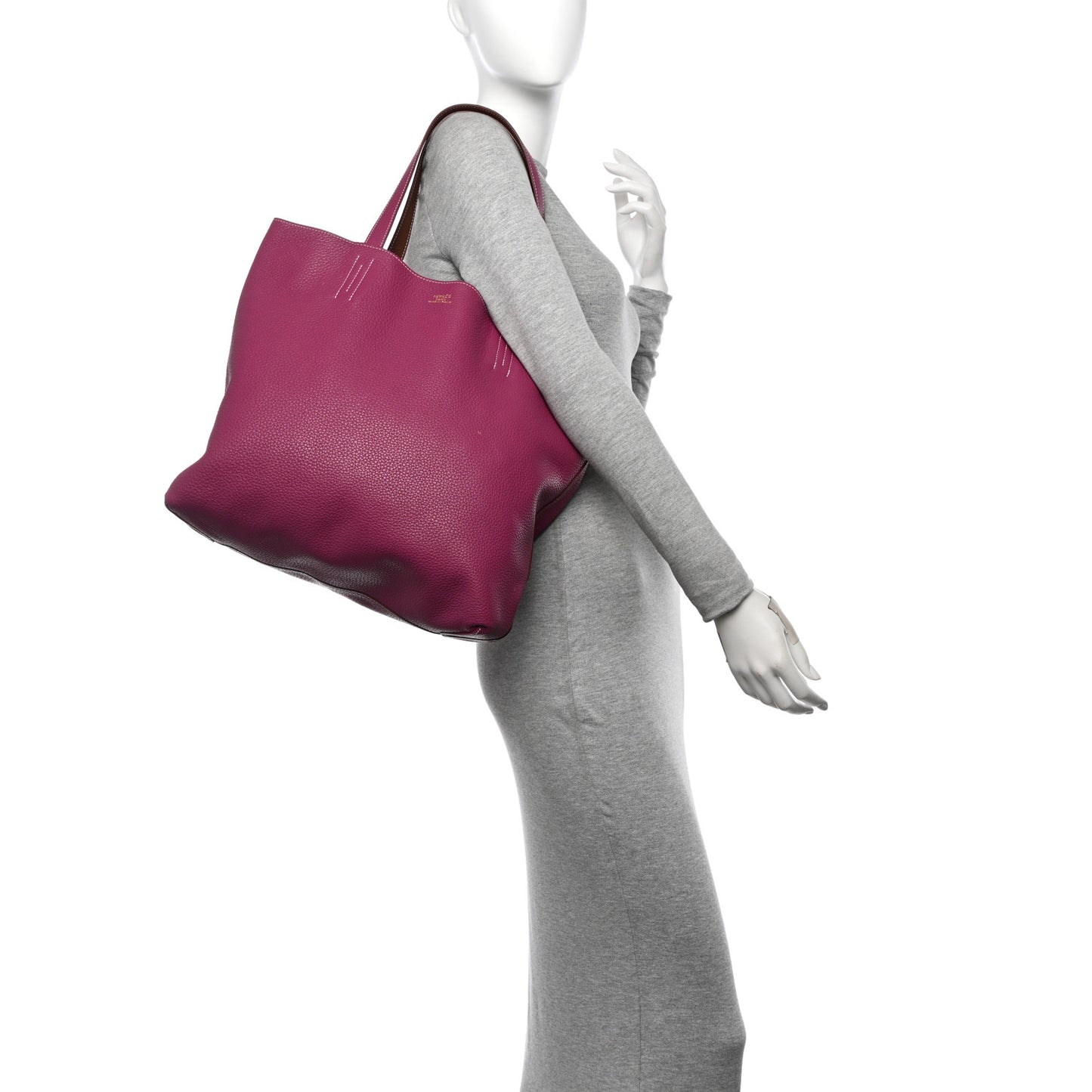 Taurillon Clemence Double Sens 36 Reversible Tote Marron Tosca
