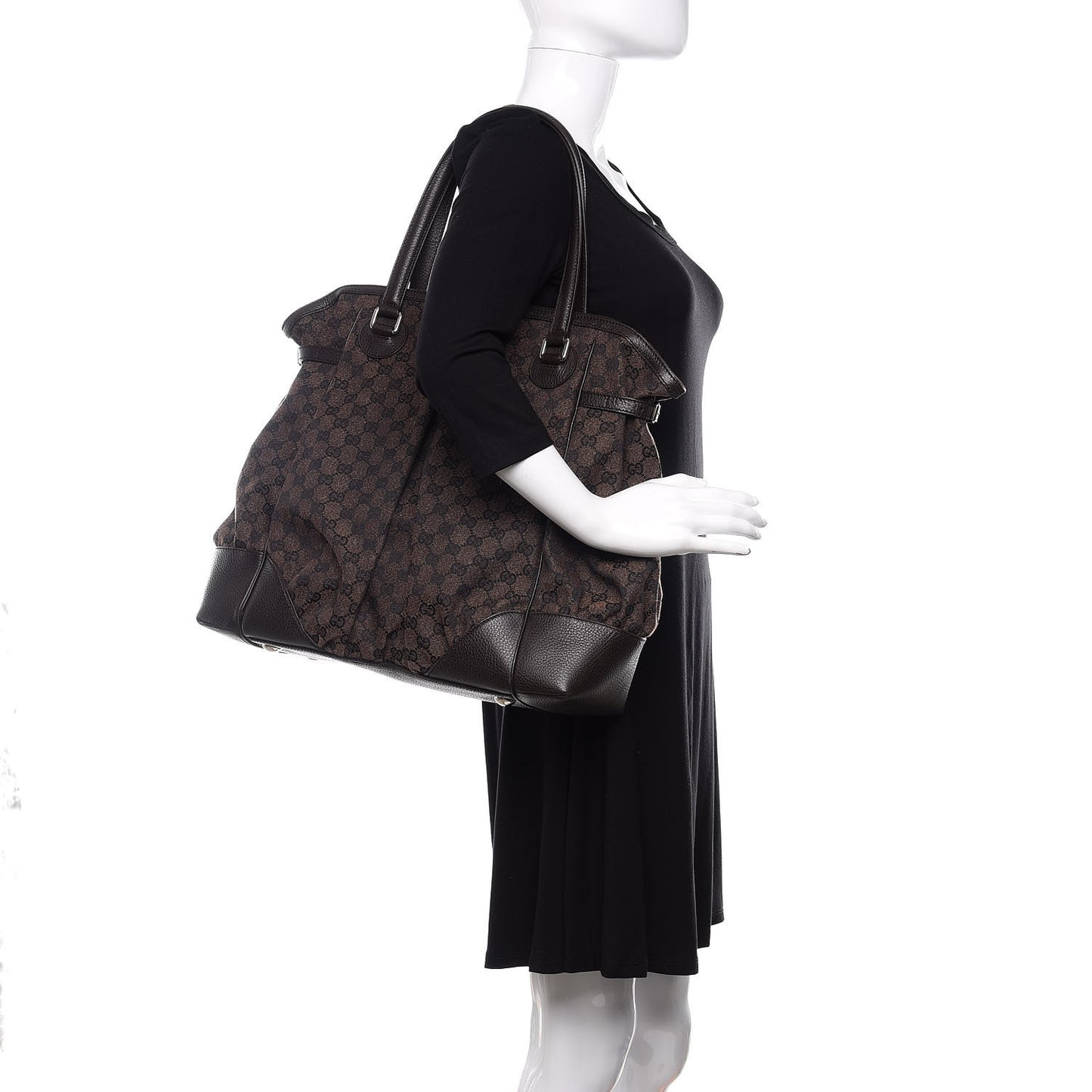 Denim Monogram Full Moon Tote Dark Brown