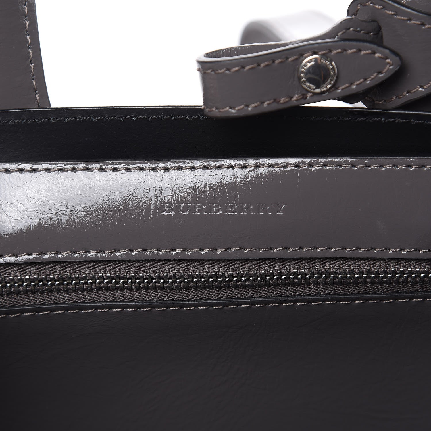 Burberry Soft Calfskin Small Banner Tote Sepia Grey 7 of 9