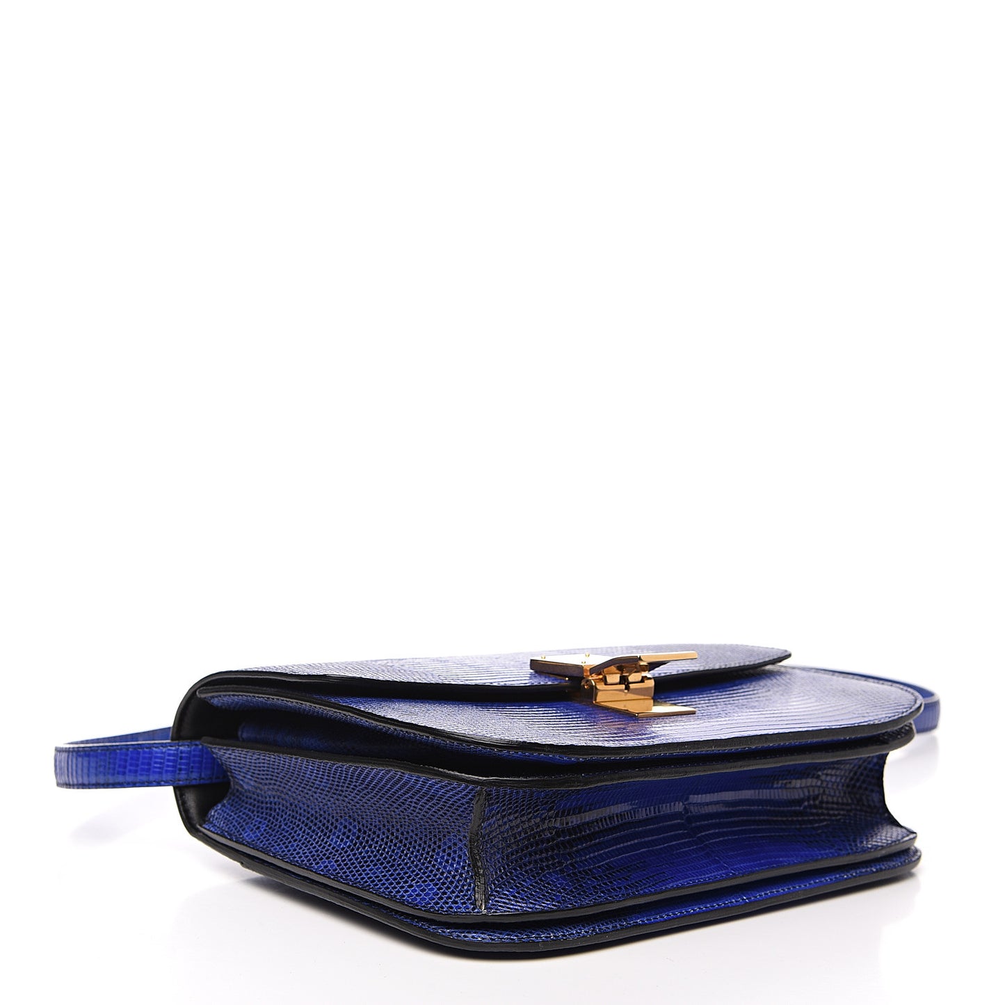 Lizard Medium Classic Box Flap Bag Indigo