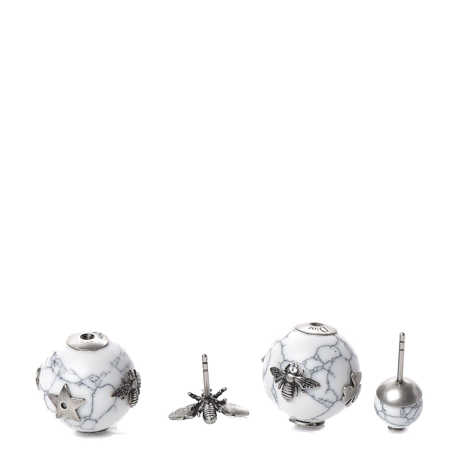 Christian Dior Marble Mise En Dior Tribal Bee Earrings White 3 of 4