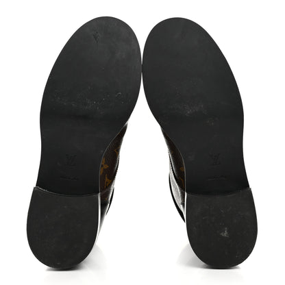 Louis Vuitton Calfskin Monogram Wonderland Flat Ranger Boots 38 Black 5 of 8