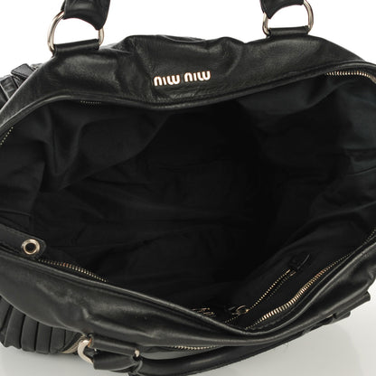 Miu Miu Nappa Plisse Zip Satchel Black 5 of 7