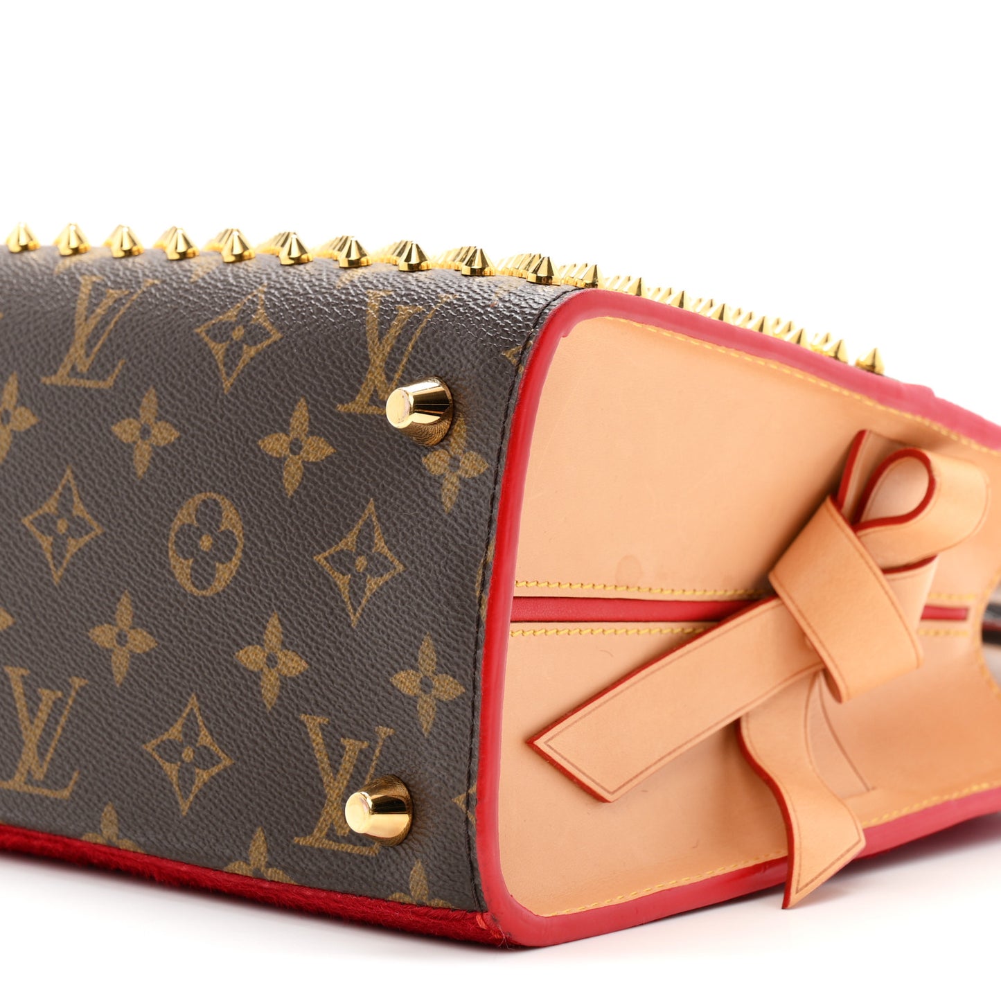 Monogram Calf Hair Spikes Iconoclasts Christian Louboutin Tote Red