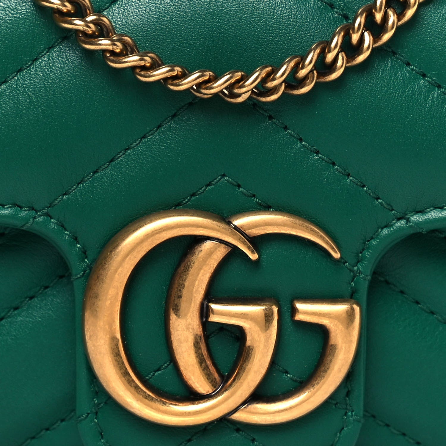 Gucci Calfskin Matelasse Super Mini GG Marmont Shoulder Bag Emerald Green 8 of 11