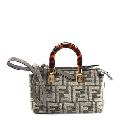 Fendi Chenille Vitello King Plexiglass FF Mini By The Way Top Handle Boston Bag Tortora Nuvola 1 of 12