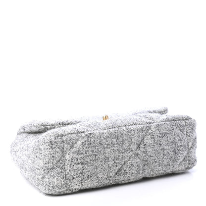 Chanel Tweed Quilted Medium Chanel 19 Flap Grey Ecru 3 of 4