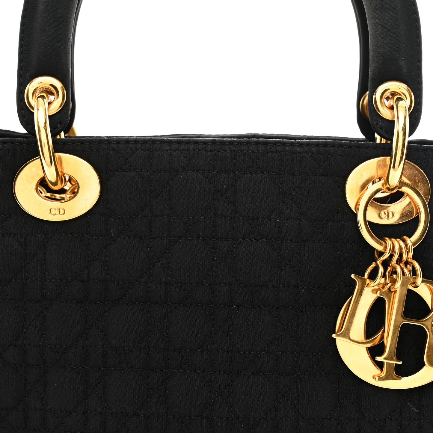 Nylon Cannage Medium Lady Dior Black