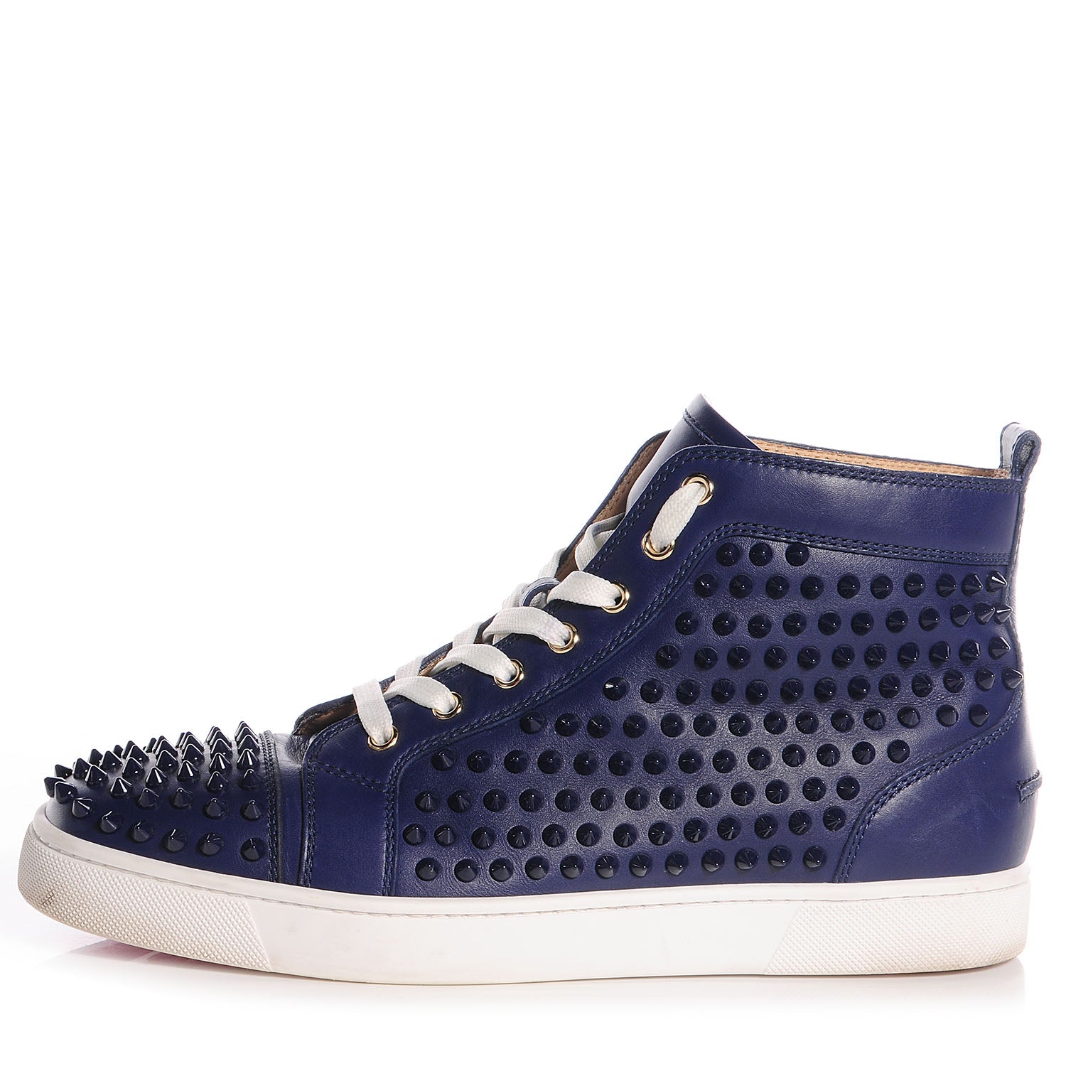 Christian Louboutin Mens Calfskin Louis Spikes Flat Sneakers 42.5 Blue Denim 1 of 8