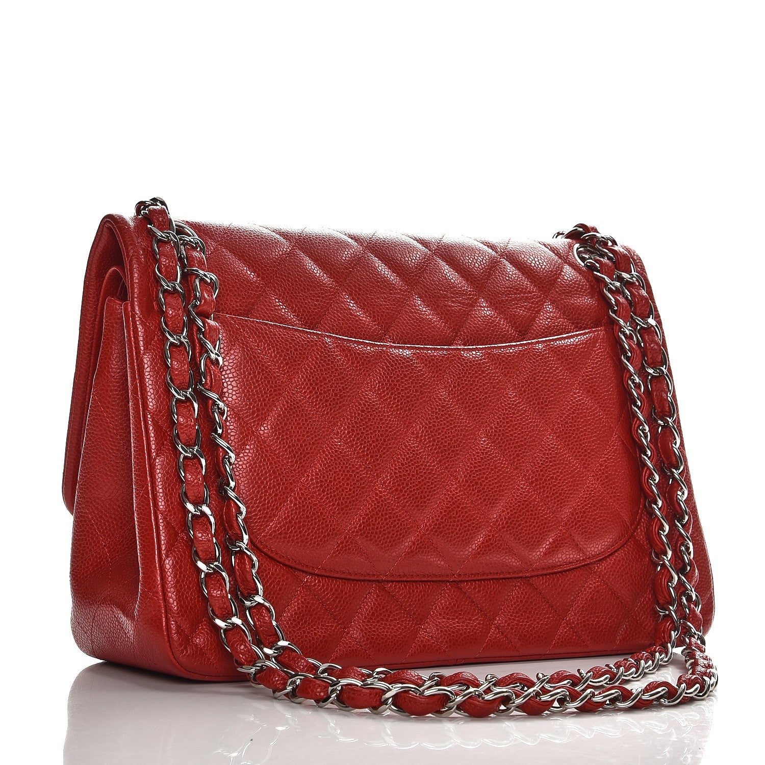 Chanel Caviar Quilted Jumbo Double Flap Red 3 of 12