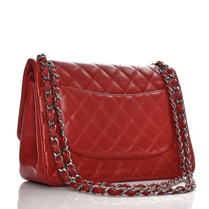Chanel Caviar Quilted Jumbo Double Flap Red 3 of 12