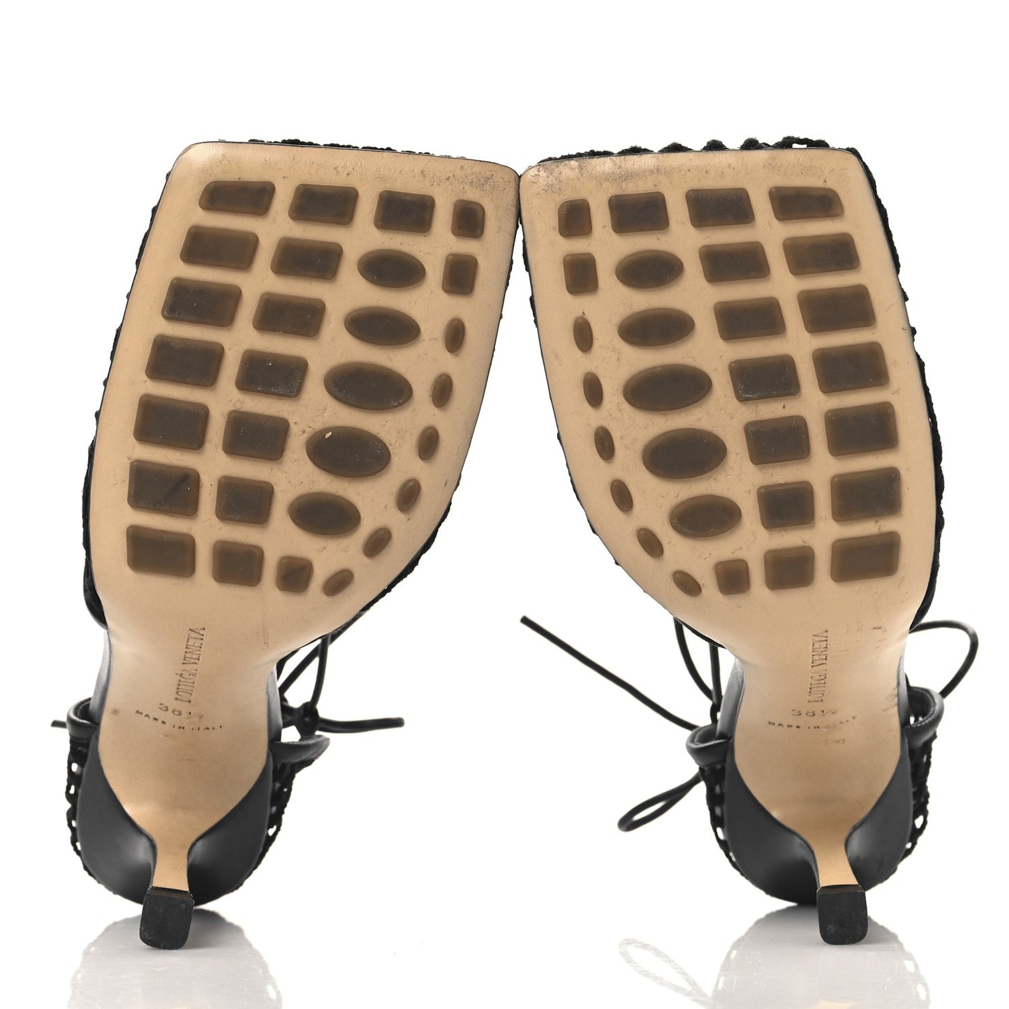 Mesh Nappa Stretch Ankle Tie 90mm Sandals 38.5 Black