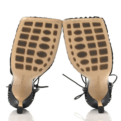 Bottega Veneta Mesh Nappa Stretch Ankle Tie 90mm Sandals 38.5 Black 6 of 9