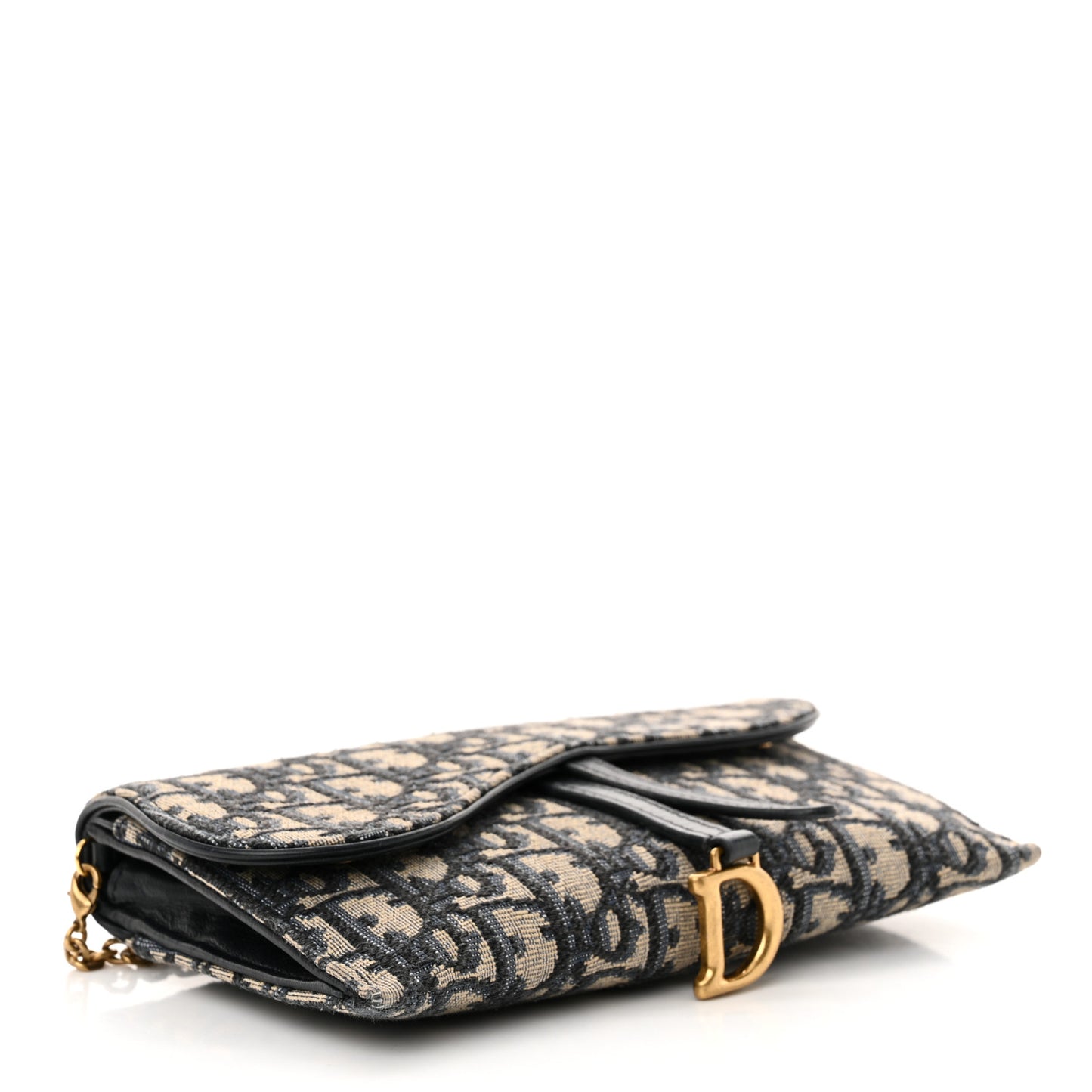 Oblique Saddle Chain Long Wallet Blue
