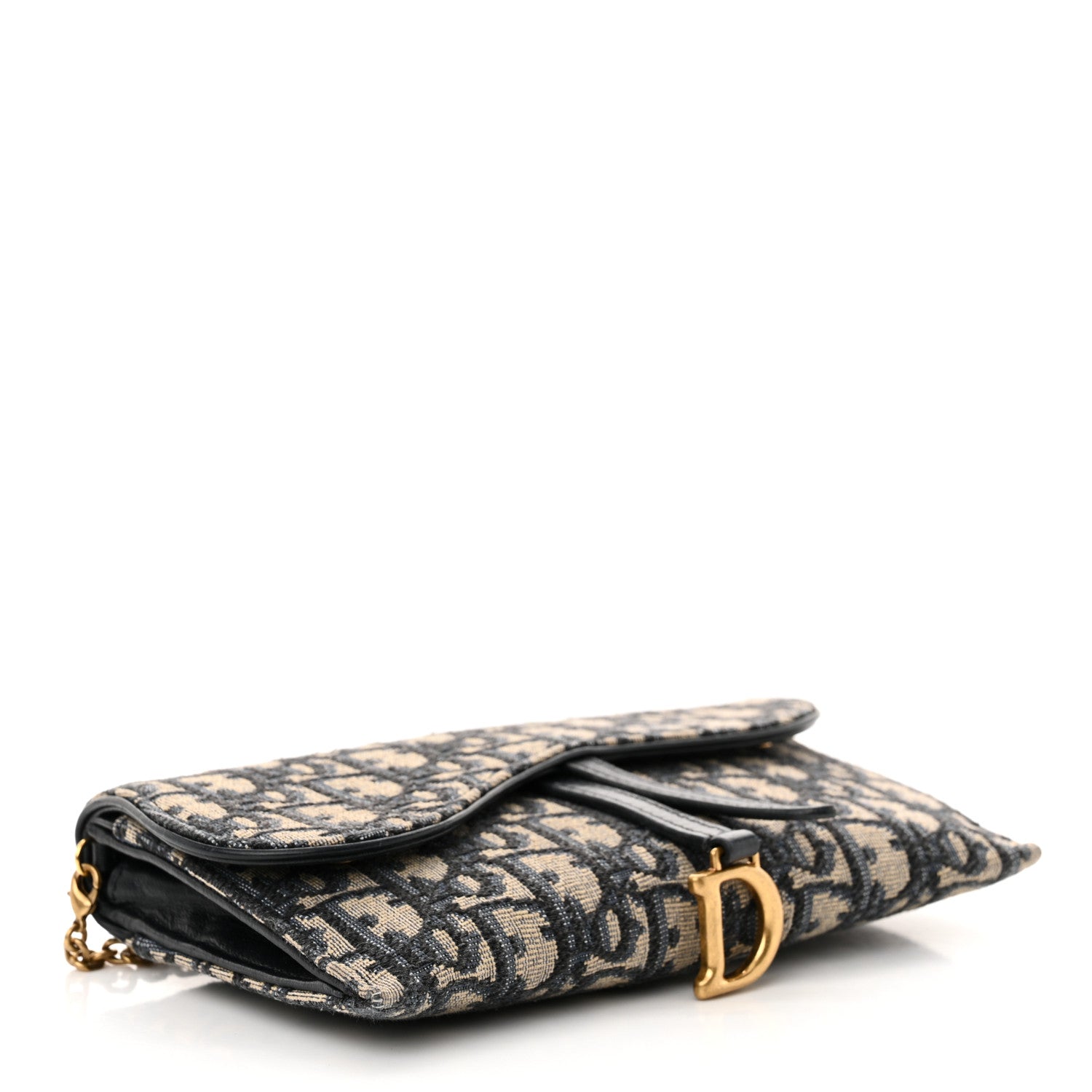 Christian Dior Oblique Saddle Chain Long Wallet Blue 5 of 15