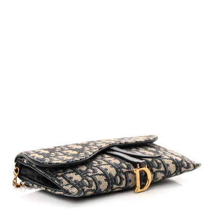 Christian Dior Oblique Saddle Chain Long Wallet Blue 5 of 15
