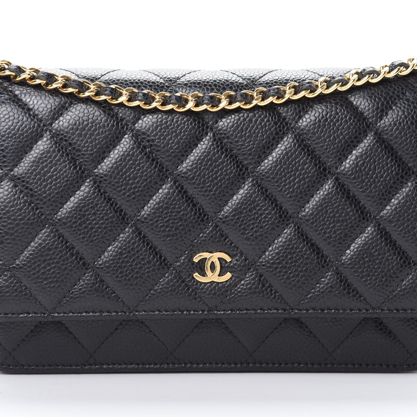 Caviar Quilted Wallet On Chain WOC Black