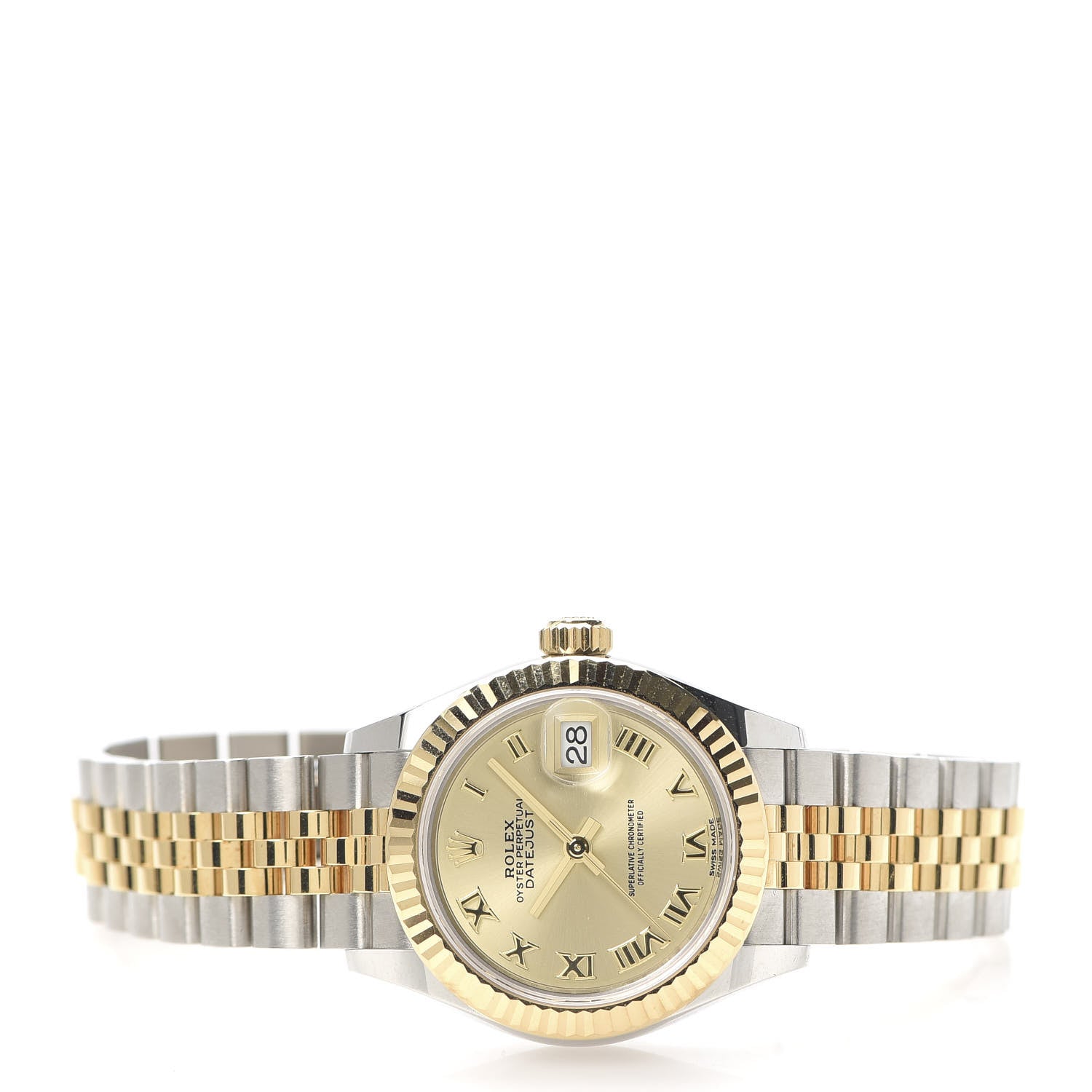 Rolex Stainless Steel 18K Yellow Gold 28mm Oyster Perpetual Datejust Watch Champagne Roman 279173 3 of 7