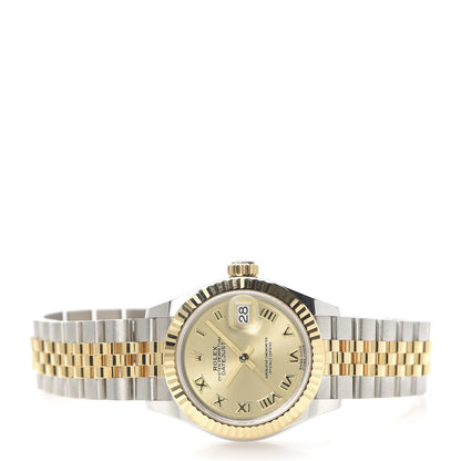 Rolex Stainless Steel 18K Yellow Gold 28mm Oyster Perpetual Datejust Watch Champagne Roman 279173 3 of 7