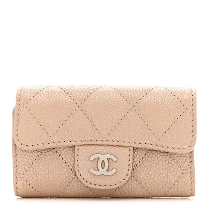 Chanel Metallic Caviar Quilted 6 Key Holder Light Beige 1 of 11