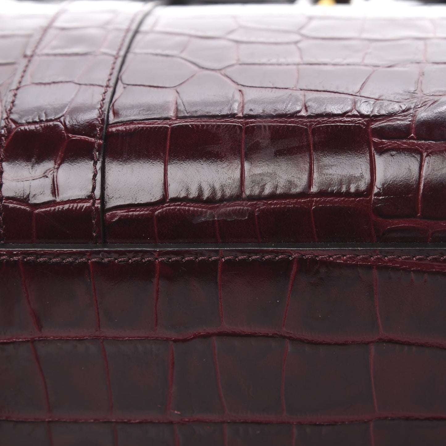 Crocodile Embossed Calfskin Small Zipped Bayswater Oxblood
