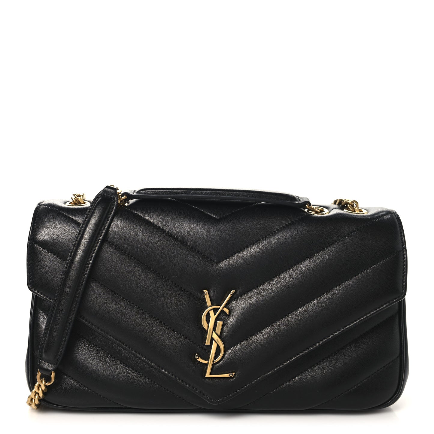 Lambskin Chevron Quilted Medium LouLou Black