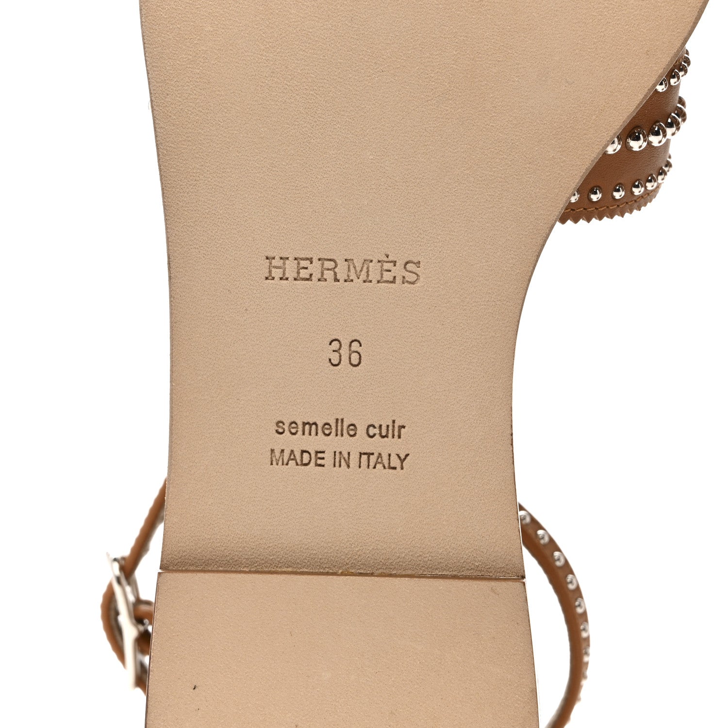 Hermes Calfskin Studded Santorini Sandals 36 Naturel 8 of 10